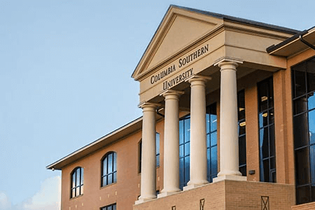Columbia Southern University facade against blue sky